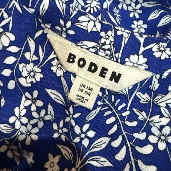 Boden Trim Detail Midi Dress Jersey Blue Floral Women’s Size 10 Regular - Picture 8 of 13